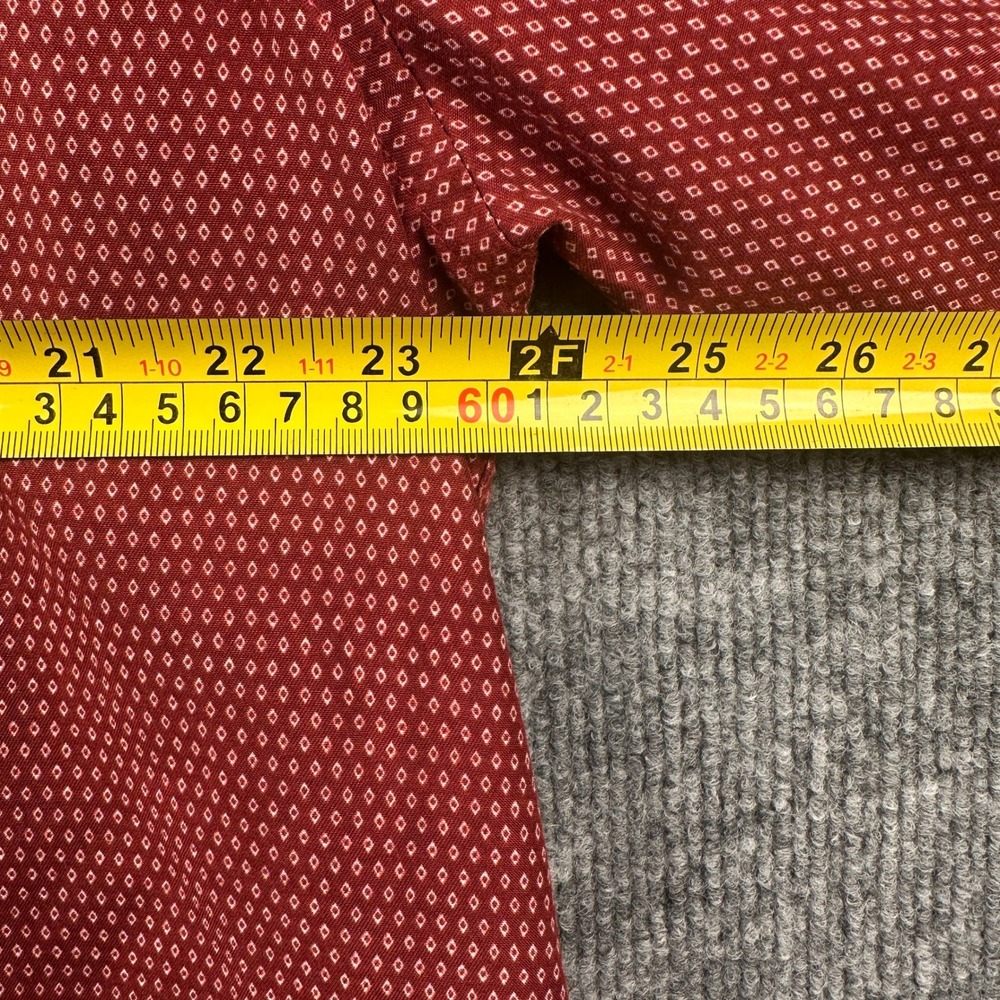 Black Label by Ruffini Italy Mens XL Slim Fit Burgundy Diamond Print Button Down - Picture 4 of 9